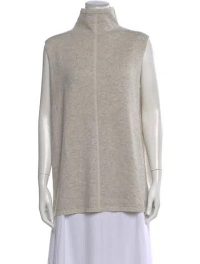 Pre-owned Lafayette 148 Cashmere Mock Neck Sweater In Gray