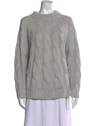 Pre-owned Lafayette 148 Cashmere Mock Neck Sweater In Gray