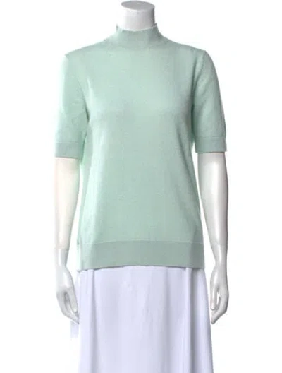 Pre-owned Lafayette 148 Cashmere Mock Neck Sweater In Green