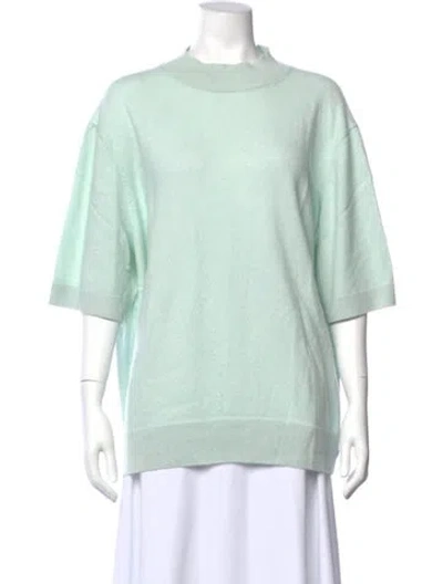 Pre-owned Lafayette 148 Cashmere Mock Neck Sweater In Green
