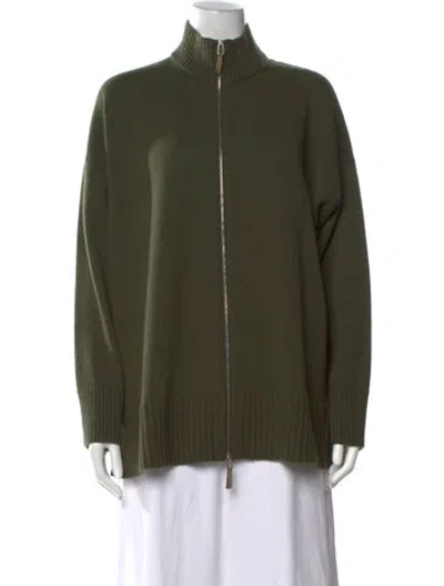 Pre-owned Lafayette 148 Cashmere Mock Neck Sweater In Green