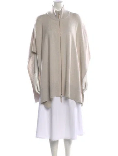 Pre-owned Lafayette 148 Cashmere Mock Neck Sweater In Neutral