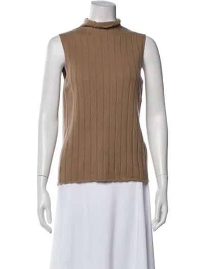 Pre-owned Lafayette 148 Cashmere Mock Neck Sweater In Neutral