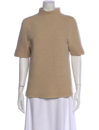 Pre-owned Lafayette 148 Cashmere Mock Neck Sweater In Neutral