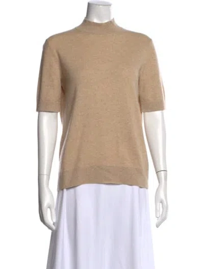 Pre-owned Lafayette 148 Cashmere Mock Neck Sweater In Neutral