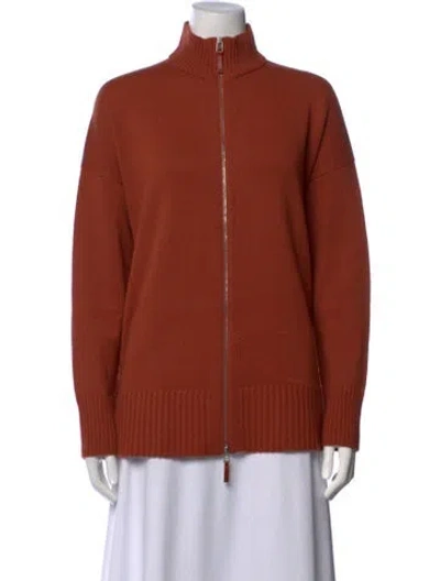 Pre-owned Lafayette 148 Cashmere Mock Neck Sweater In Orange