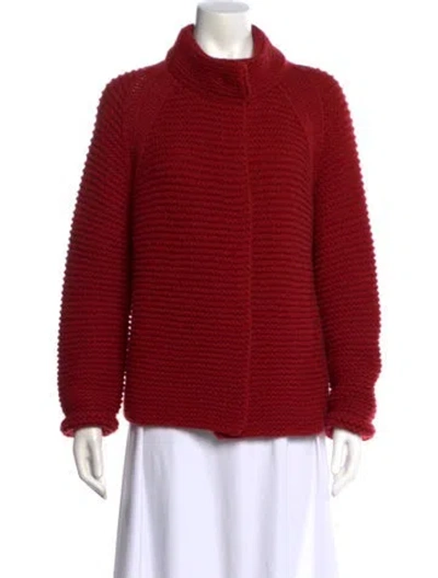 Pre-owned Lafayette 148 Cashmere Mock Neck Sweater In Red