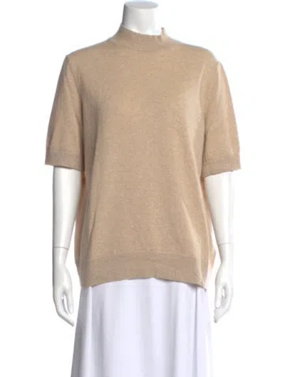 Pre-owned Lafayette 148 Cashmere Mock Neck Sweater W/ Tags In Neutral