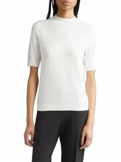 Lafayette 148 Plus Size Cotton Silk Short Sleeve Pullover Sweater In White