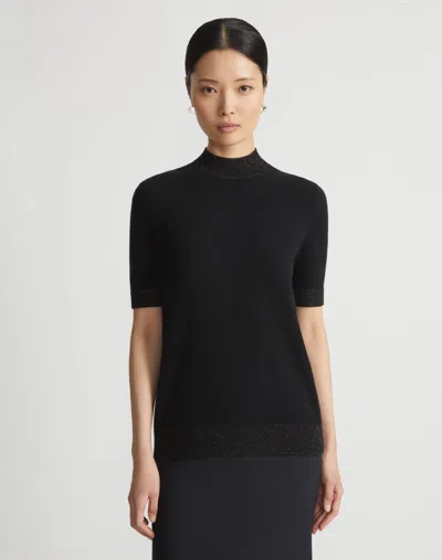 Lafayette 148 Cashmere Mockneck Sweater In Black