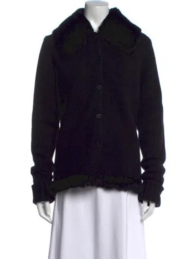 Pre-owned Lafayette 148 Cashmere Open Front Sweater In Black
