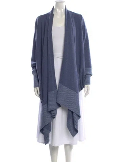 Pre-owned Lafayette 148 Cashmere Open Front Sweater In Blue