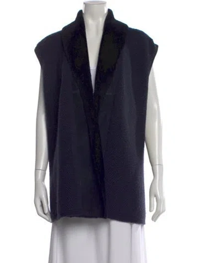 Pre-owned Lafayette 148 Cashmere Open Front Sweater In Blue