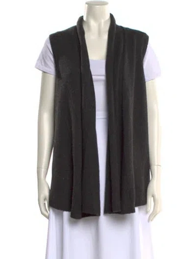 Pre-owned Lafayette 148 Cashmere Open Front Sweater In Gray