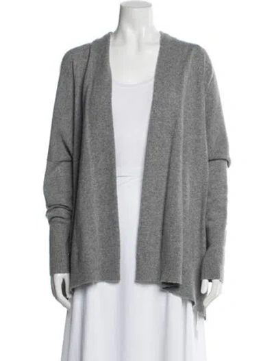 Pre-owned Lafayette 148 Cashmere Open Front Sweater In Gray