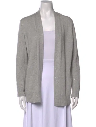Pre-owned Lafayette 148 Cashmere Open Front Sweater In Gray