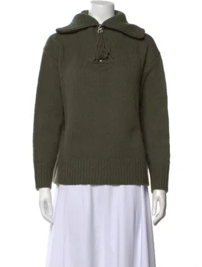 Pre-owned Lafayette 148 Cashmere Open Front Sweater In Green