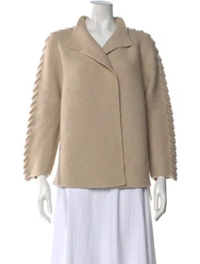 Pre-owned Lafayette 148 Cashmere Open Front Sweater In Neutral