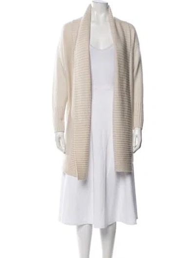 Pre-owned Lafayette 148 Cashmere Open Front Sweater In Neutral