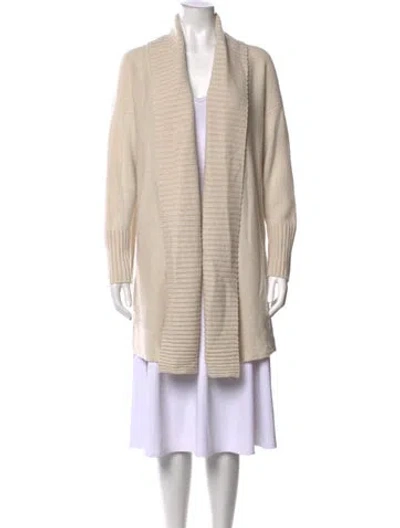Pre-owned Lafayette 148 Cashmere Open Front Sweater In Neutrals