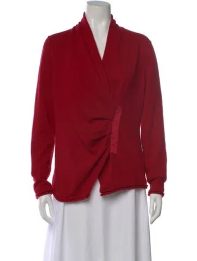 Pre-owned Lafayette 148 Cashmere Open Front Sweater In Red