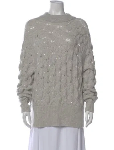 Pre-owned Lafayette 148 Cashmere Patterned Sweater In Gray