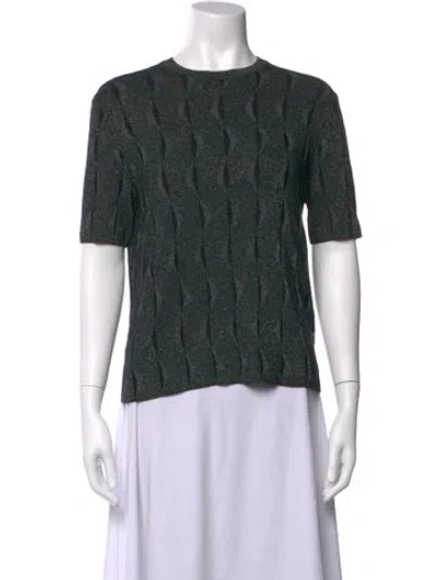 Pre-owned Lafayette 148 Cashmere Patterned Sweater W/ Tags In Green