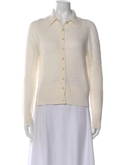 Pre-owned Lafayette 148 Cashmere Patterned Sweater In White