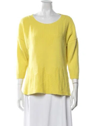 Pre-owned Lafayette 148 Cashmere Patterned Sweater In Yellow