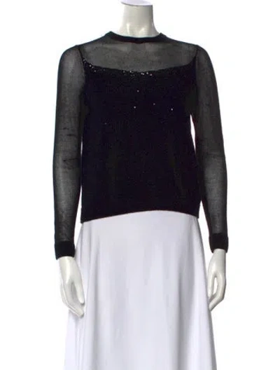 Pre-owned Lafayette 148 Cashmere Printed Sweater In Black
