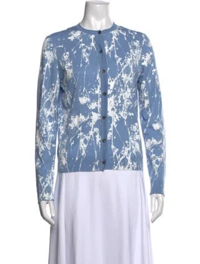 Pre-owned Lafayette 148 Cashmere Printed Sweater In Blue