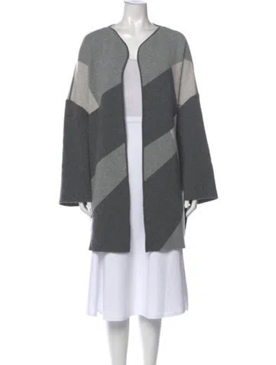 Pre-owned Lafayette 148 Cashmere Printed Sweater In Gray