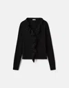 Lafayette 148 Cashmere Ruffle Trim Button Front Sweater In Black