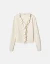 Lafayette 148 Cashmere Ruffle Trim Button Front Sweater In Neutral