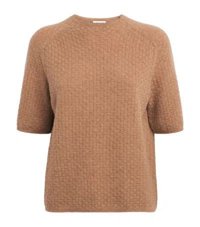 Lafayette 148 Cashmere Saddle-shoulder Sweater In Brown