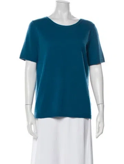Pre-owned Lafayette 148 Cashmere Scoop Neck Sweater In Blue