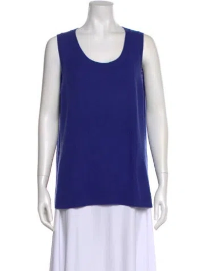 Pre-owned Lafayette 148 Cashmere Scoop Neck Sweater In Blue