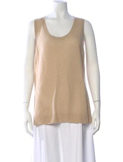 Pre-owned Lafayette 148 Cashmere Scoop Neck Sweater In Neutral