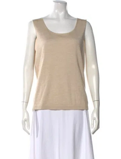 Pre-owned Lafayette 148 Cashmere Scoop Neck Sweater In Neutral