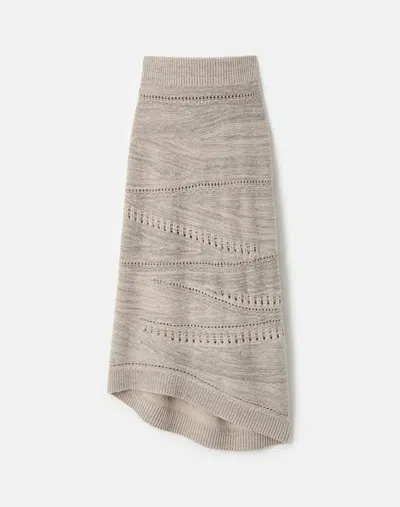 Lafayette 148 Cashmere Sequin Silk Asymmetric Knit Midi Skirt In Gray