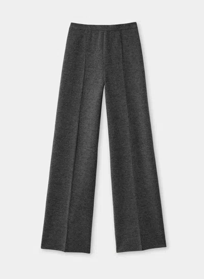 Lafayette 148 Cashmere Silk Double Knit Relaxed Fit Pants In Graphite Melange