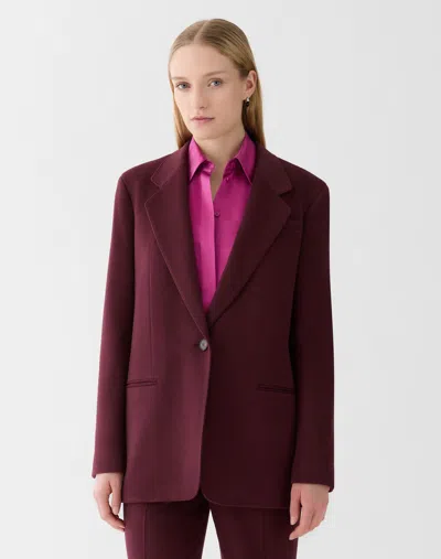 Lafayette 148 Cashmere Single Button Relaxed Blazer In Burgundy