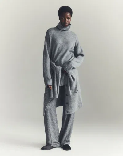 Lafayette 148 Cashmere Stand Collar Cocoon Sweater In Gray