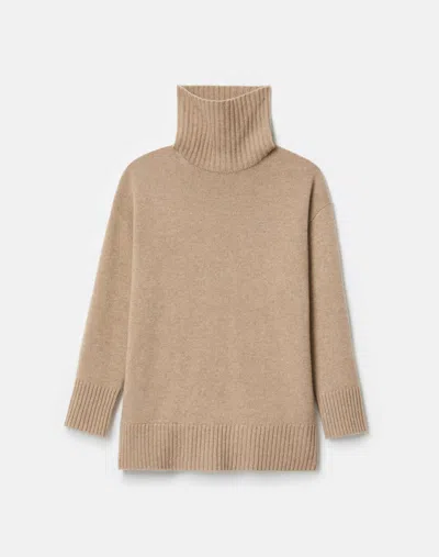 Lafayette 148 Cashmere Stand Collar Cocoon Sweater In Brown