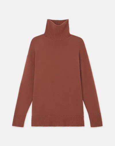 Lafayette 148 Cashmere Stand Collar Cocoon Sweater In Burnt Sienna