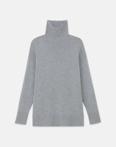 Lafayette 148 Cashmere Stand Collar Cocoon Sweater In Grey
