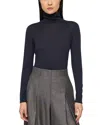 Lafayette 148 Cashmere Stand Collar Pullover Sweater In Blue