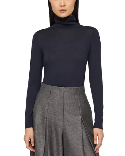 Lafayette 148 Cashmere Stand Collar Pullover Sweater In Blue