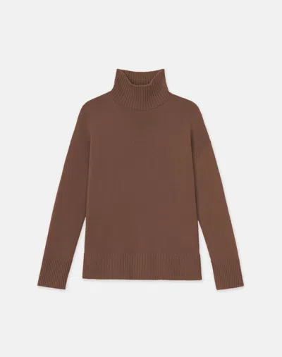 Lafayette 148 Cashmere Stand Collar Sweater In Wood