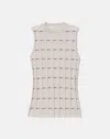 Lafayette 148 Cashmere Striped Knit Pullover Tank In White